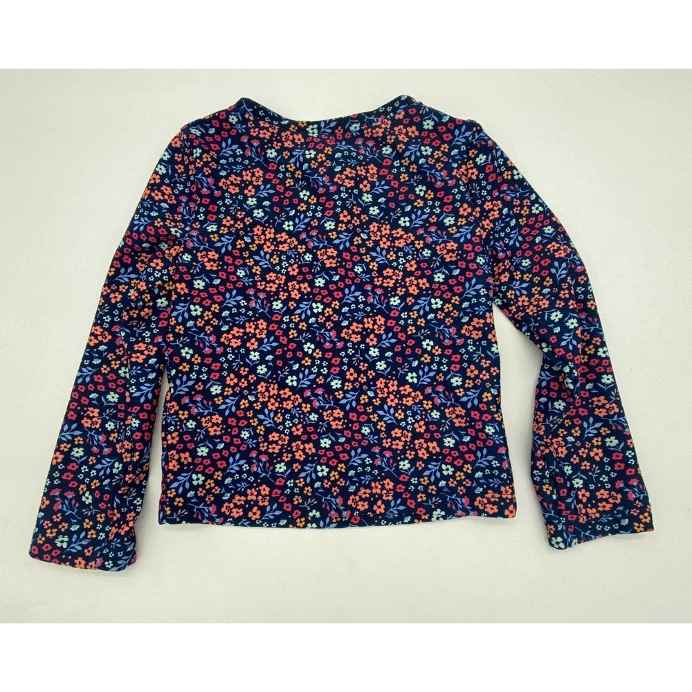 Simple Joys by Carters Girls 2T Navy Floral Long Sleeve Rash‎ Guard Swim Top Zip